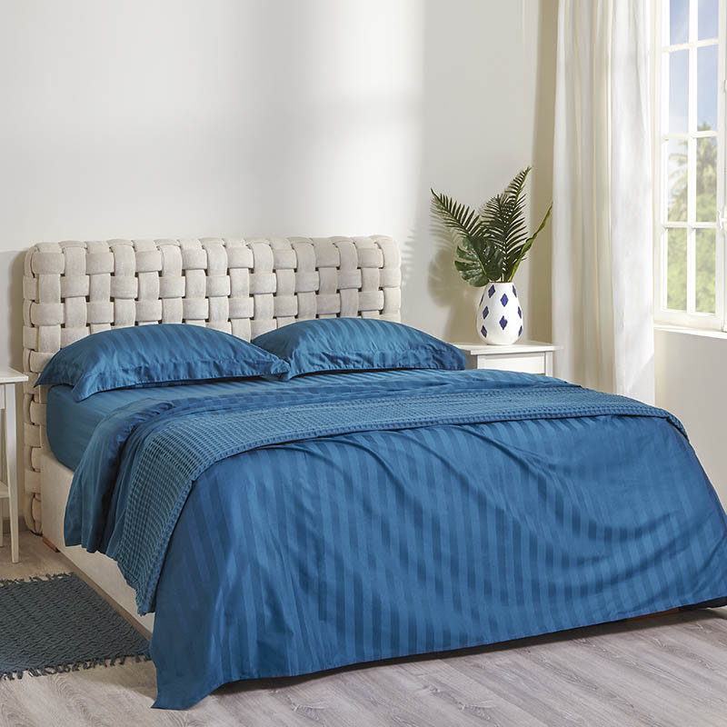 set di lenzuola blu Aegean Jacquard Sateen