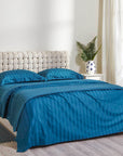 set di lenzuola blu Aegean Jacquard Sateen
