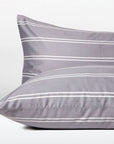 grey striped cotton sateen pillowcase set