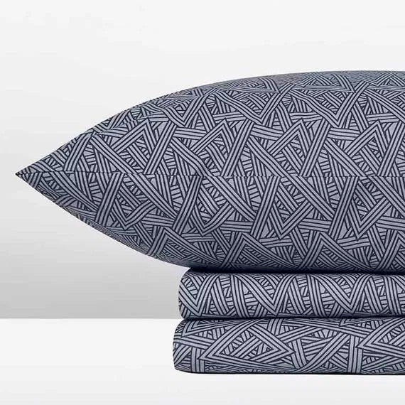 cannon cotton fresh bed sheet set blue geometric pattern