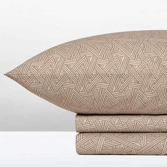 cannon cotton fresh bed sheet set brown geometric pattern