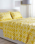yellow geometric bed sheet set Cannon Cotton Fresh