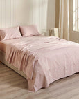 pink printed damask bed sheet set Aegean Paradise