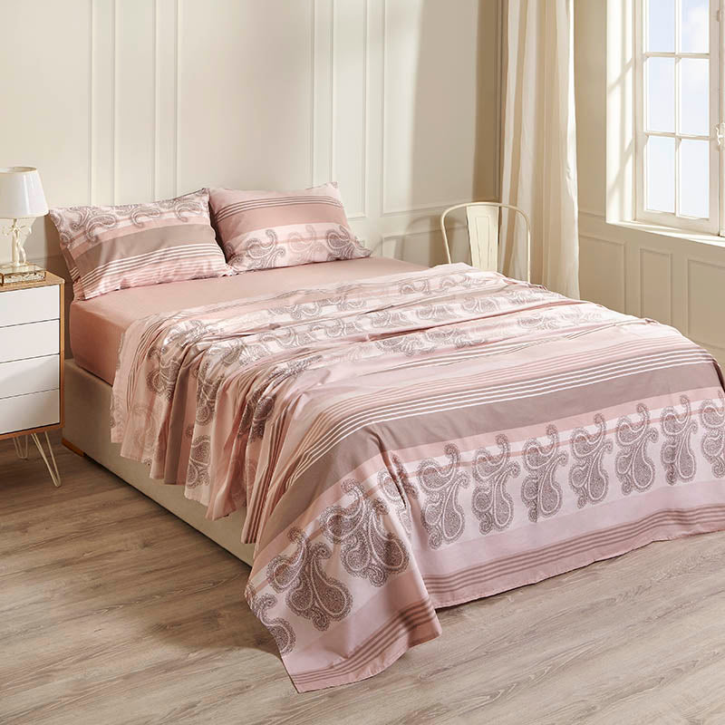 pink printed paisley bed sheet set Aegean Paradise