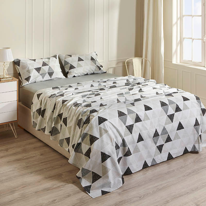 grey printed geometric bed sheet set Aegean Paradise