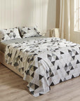 grey printed geometric bed sheet set Aegean Paradise