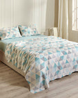 turquoise printed geometric bed sheet set Aegean Paradise