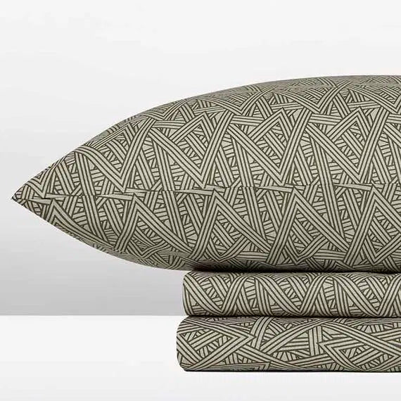 cannon cotton fresh bed sheet set green geometric pattern