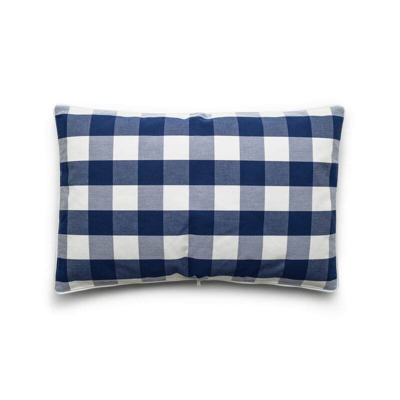 hastens travel pillow blue check open front