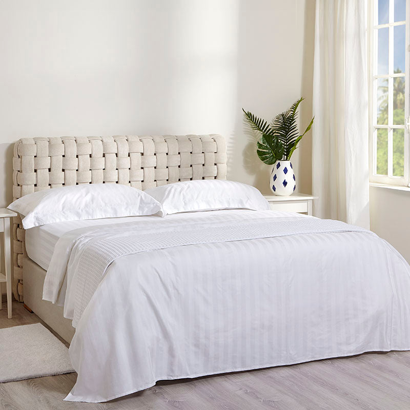 Aegean Jacquard Sateen white bed sheet set