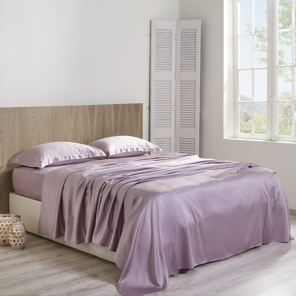 purple solid bed sheet set Charisma Tencel