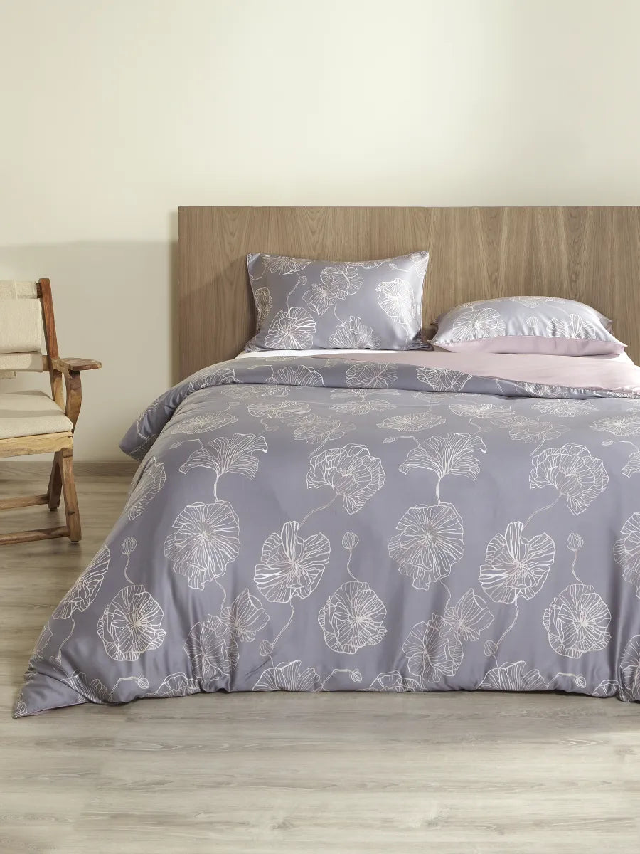 Charisma Tencel duvet cover set grey blossom