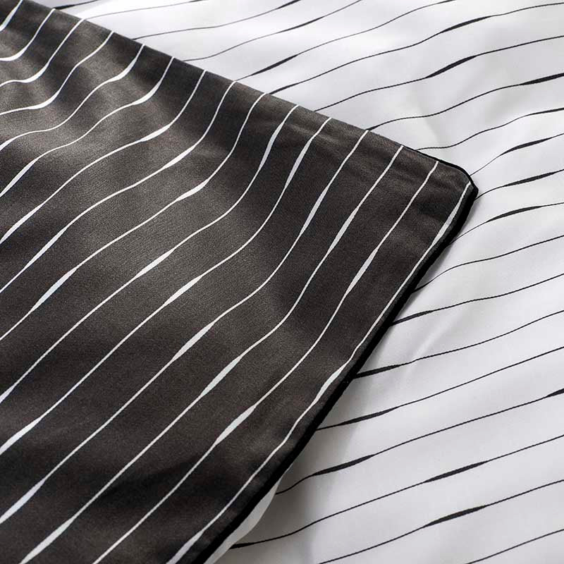 duvet cover black and white striped fabric